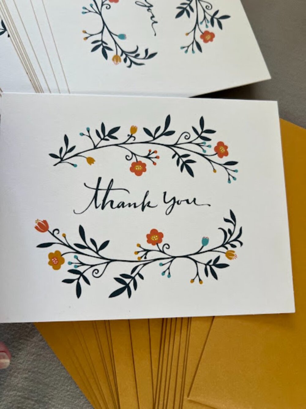 Green Inspired Floral Thank You Cards and Envelopes